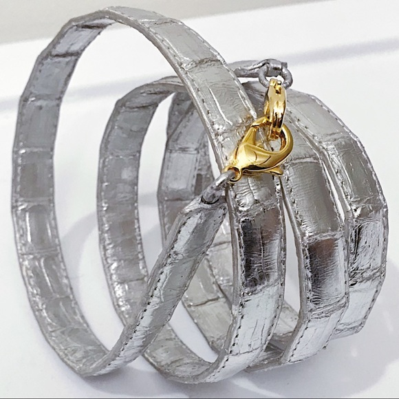 Nancy Gonzalez Silver Crocodile Crossbody Shoulder Replacement Bag Strap - Picture 2 of 4